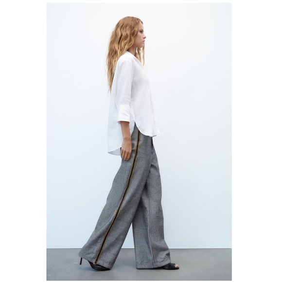 NWT ZARA | ASYMMETRIC HEM LINEN SHIRT - Picture 3 of 8